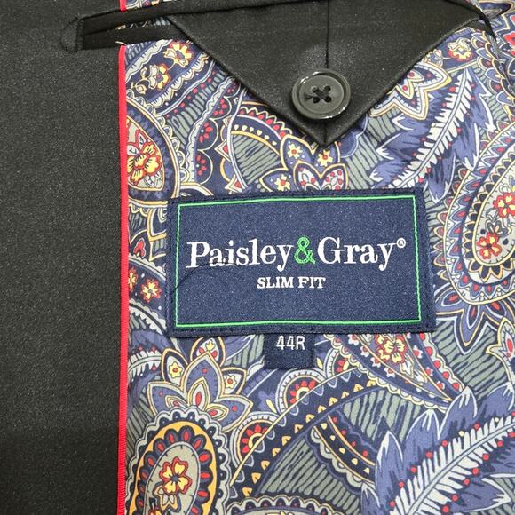 Paisley & Gray Slim Fit Purple Blazer with Black Lapel 44R - Picture 7 of 11